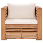 Vidaxl fauteuil de jardin avec coussins crème bois de teck solide Vidaxl fauteuil de jardin avec coussins crème bois de teck solide