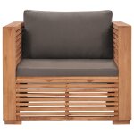 Vidaxl fauteuil de jardin avec coussins gris foncé bois de teck solide Vidaxl fauteuil de jardin avec coussins gris foncé bois de teck solide
