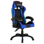 Vidaxl fauteuil de jeux vido avec led rvb bleu et noir similicuir