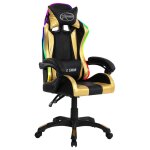 Vidaxl fauteuil de jeux vid�o avec led rvb dor� et noir similicuir