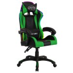 Vidaxl fauteuil de jeux vid�o avec led rvb vert et noir similicuir