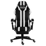 Vidaxl fauteuil de jeux vido et repose - pied noir et blanc similicuir