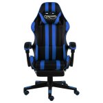 Vidaxl fauteuil de jeux vido avec repose - pied noir et bleu similicuir