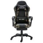Vidaxl fauteuil de jeux vido repose - pied noir / camouflage similicuir
