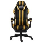 Vidaxl fauteuil de jeux vido avec repose - pied noir et dor similicuir