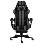 Vidaxl fauteuil de jeux vido avec repose - pied noir et gris similicuir