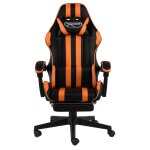 Vidaxl fauteuil de jeux vido et repose - pied noir et orange similicuir