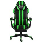 Vidaxl fauteuil de jeux vido avec repose - pied noir et vert similicuir
