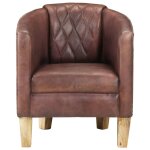 Vidaxl fauteuil marron cuir vritable