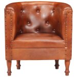 Vidaxl fauteuil marron cuir v�ritable