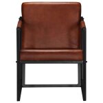 Vidaxl fauteuil marron cuir vritable