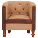 Vidaxl fauteuil marron cuir vritable et bois de manguier massif