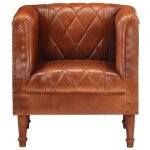 Vidaxl fauteuil marron cuir vritable de chvre