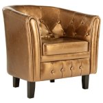Vidaxl fauteuil marron similicuir