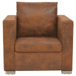Vidaxl fauteuil marron similicuir daim