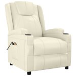Vidaxl fauteuil de massage inclinable �lectrique blanc cr�me faux cuir