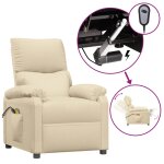Vidaxl fauteuil de massage inclinable �lectrique cr�me tissu