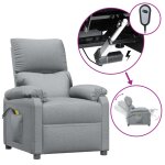 Vidaxl fauteuil de massage inclinable �lectrique gris clair tissu