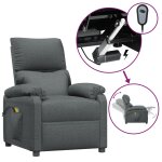 Vidaxl fauteuil de massage inclinable �lectrique gris fonc� tissu