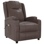 Vidaxl fauteuil de massage inclinable lectrique marron similicuir
