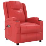 Vidaxl fauteuil de massage inclinable �lectrique rouge similicuir