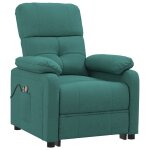 Vidaxl fauteuil de massage inclinable électrique vert foncé tissu Vidaxl fauteuil de massage inclinable électrique vert foncé tissu