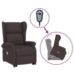 Vidaxl fauteuil de massage inclinable marron foncé tissu Vidaxl fauteuil de massage inclinable marron foncé tissu