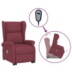 Vidaxl fauteuil de massage inclinable rouge bordeaux tissu