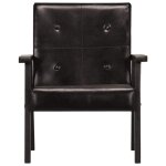 Vidaxl fauteuil noir cuir vritable