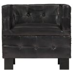 Vidaxl fauteuil noir cuir vritable