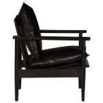 Vidaxl fauteuil noir cuir vritable avec bois d'acacia