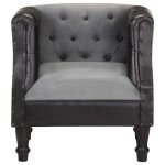 Vidaxl fauteuil noir cuir v�ritable et bois de manguier massif