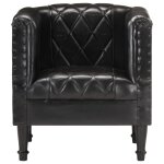 Vidaxl fauteuil noir cuir v�ritable de ch�vre