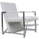 Vidaxl fauteuil avec pieds chroms blanc similicuir