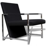Vidaxl fauteuil avec pieds chroms noir similicuir