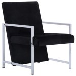 Vidaxl fauteuil avec pieds en chrome noir velours