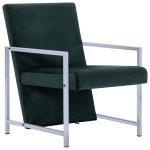 Vidaxl fauteuil avec pieds en chrome vert foncé velours Vidaxl fauteuil avec pieds en chrome vert foncé velours