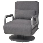 Vidaxl fauteuil pivotant et canap - lit gris fonc tissu