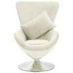 Vidaxl fauteuil pivotant en forme d??uf avec coussin crme velours
