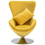 Vidaxl fauteuil pivotant en forme d??uf avec coussin jaune velours