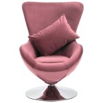 Vidaxl fauteuil pivotant en forme d??uf avec coussin rose velours