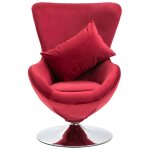 Vidaxl fauteuil pivotant en forme d??uf avec coussin rouge velours