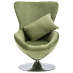Vidaxl fauteuil pivotant en forme d??uf avec coussin vert clair velours