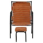 Vidaxl fauteuil de relaxation avec repose - pied marron cuir véritable Vidaxl fauteuil de relaxation avec repose - pied marron cuir véritable