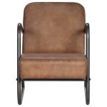 Vidaxl fauteuil de repos marron clair cuir vritable