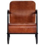 Vidaxl fauteuil de repos marron cuir vritable