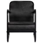 Vidaxl fauteuil de repos noir cuir véritable Vidaxl fauteuil de repos noir cuir véritable