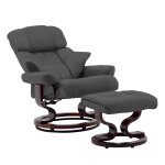 Vidaxl fauteuil avec repose - pied anthracite similicuir et bois courb