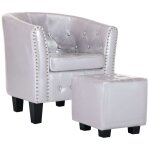 Vidaxl fauteuil avec repose - pied argent� brillant similicuir