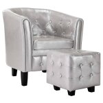 Vidaxl fauteuil avec repose - pied argent similicuir